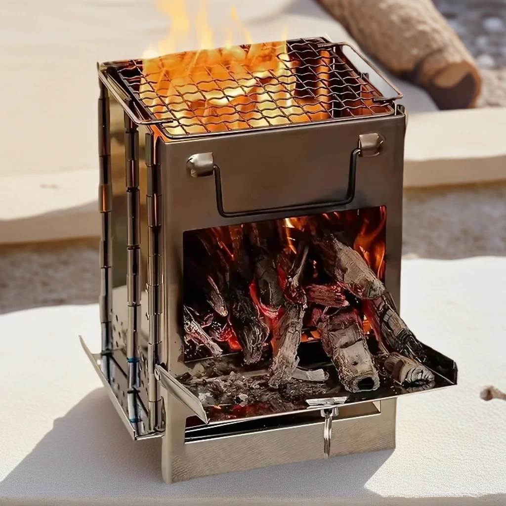 

Сверхлегкий складной гриль из нержавеющей стали — сжигание древесины и древесины для кемпинга