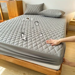 3pcs Waterproof Bed Sheet Set (1 Fitted Sheet + 2 Pillowcases, Without Core) Breathable Soft Thickened Mattress Protector