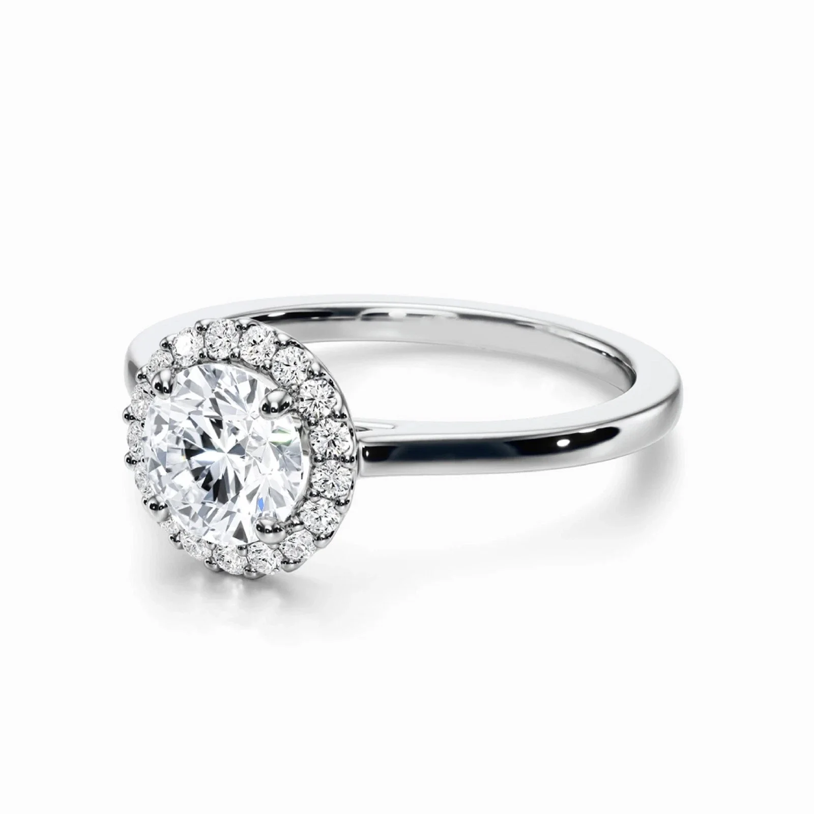1 Karat runder IGI CVD HPHT im Labor gezüchteter Diamant-Ehering aus Platin 950 DEF VS-VVS Halo-Verlobungsring für Damen – Detail 9