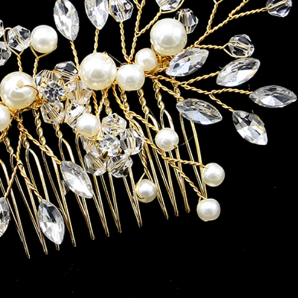 

Pearl Comb Wedding Headpiece Bridal Hair Bride Insert Gold and Silver Headdress Child