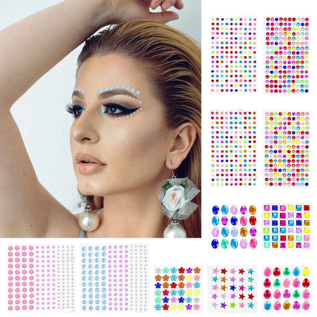 Crystal Rhinestone Stickers Self Adhesive Acrylic Decals For Diy Craft Decor Multi Shape Colorful Gems Sticker Scrapbook