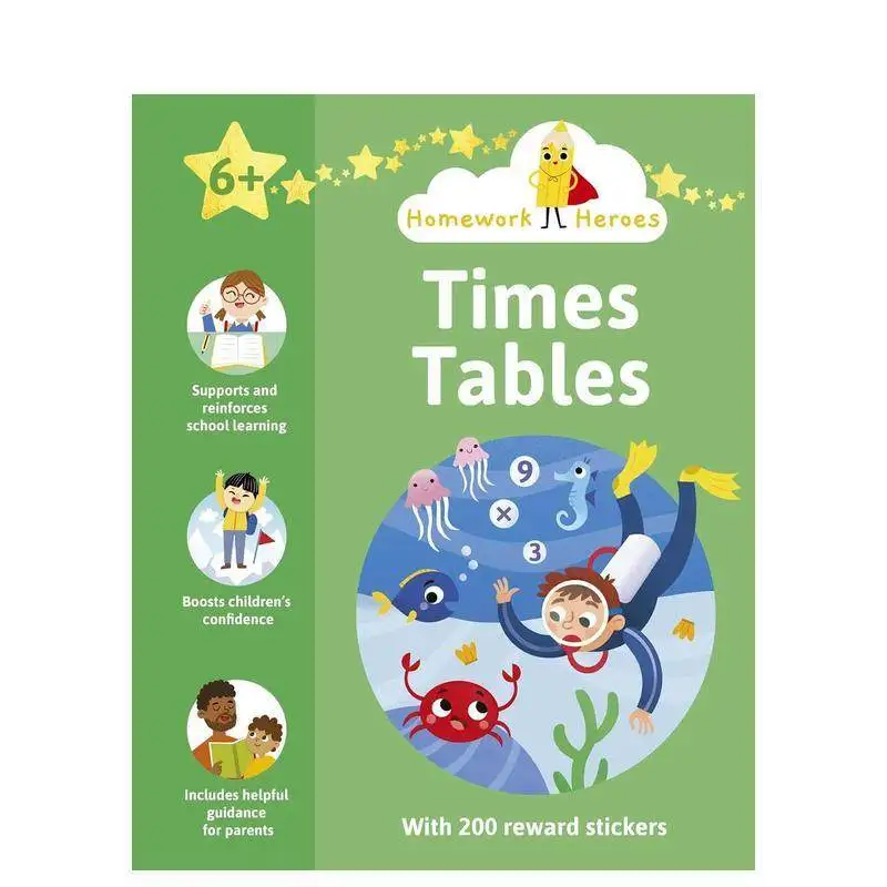 

Предварительный период: 60 дней 【Герои домашних заданий】Times Tables Английская версия: Детская забавная книжка с картинками