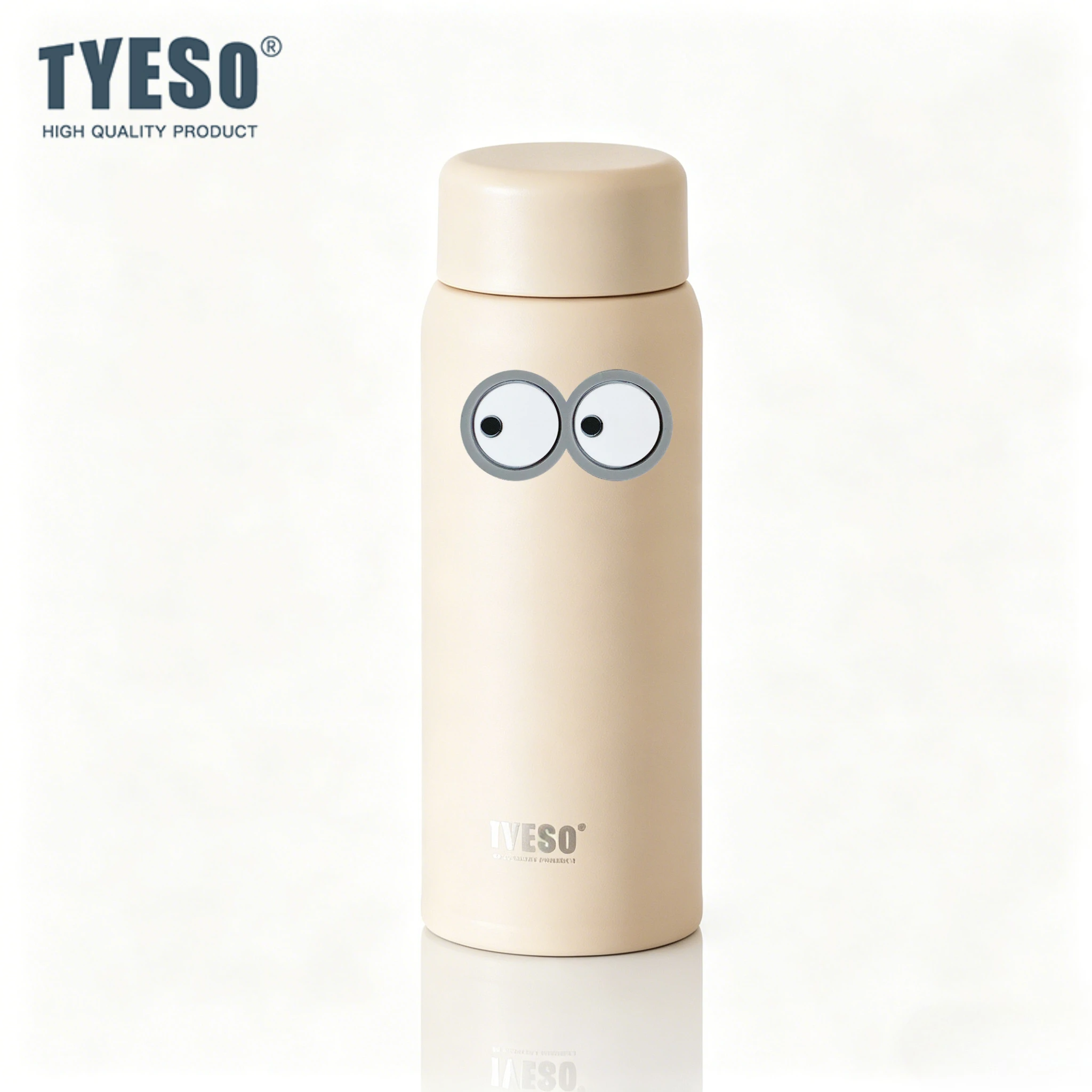 Tyeso 150ml Pocket Insulated Water Bottle Stainless Steel Compact Slim Design Aesthetic Appeal Cute Eye Sticker for Work Office