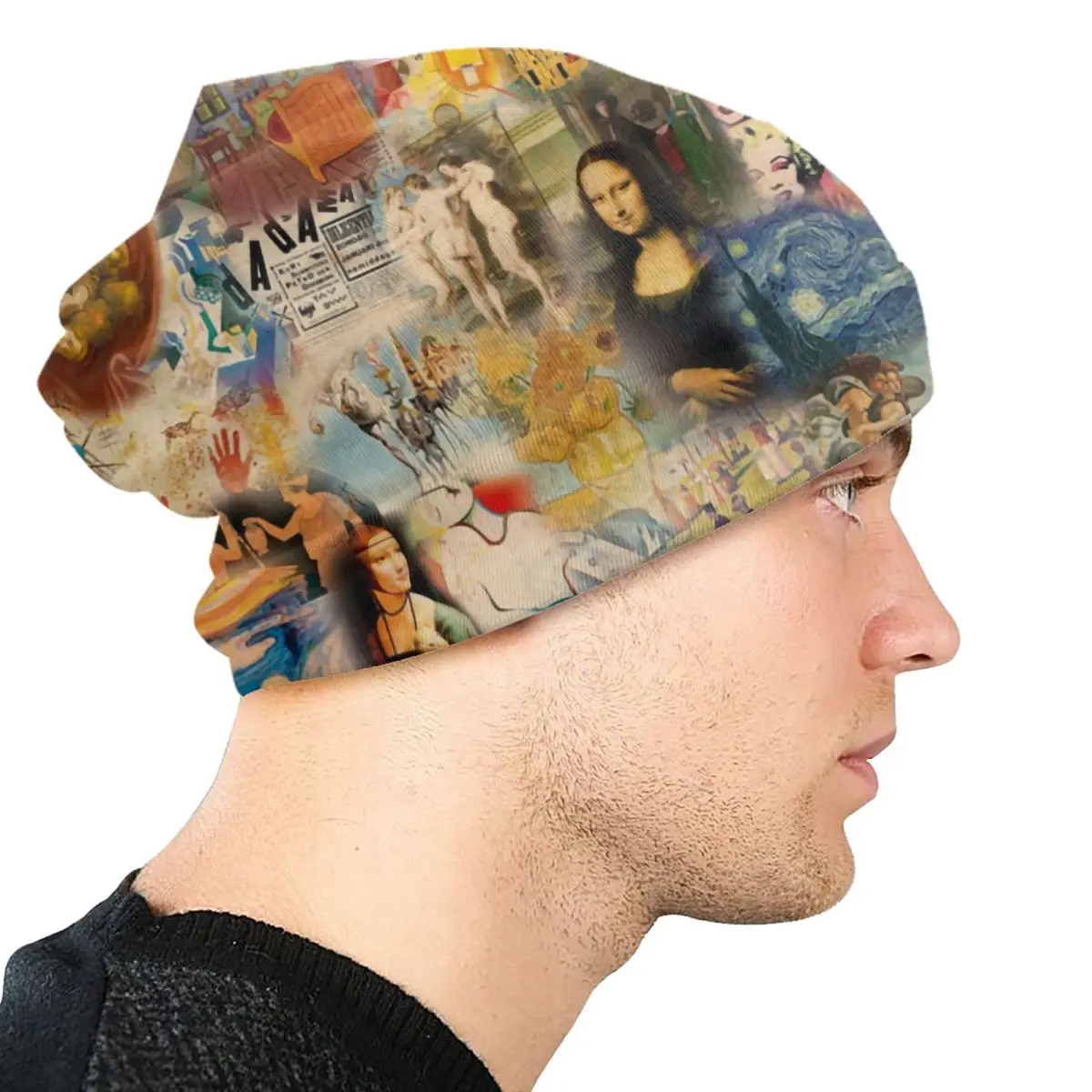 Van Gogh History Of Art Skullies Beanies Caps Winter Warm Knitting Hat Da Vinci Mona Lisa Picasso Painting Bonnet Hats