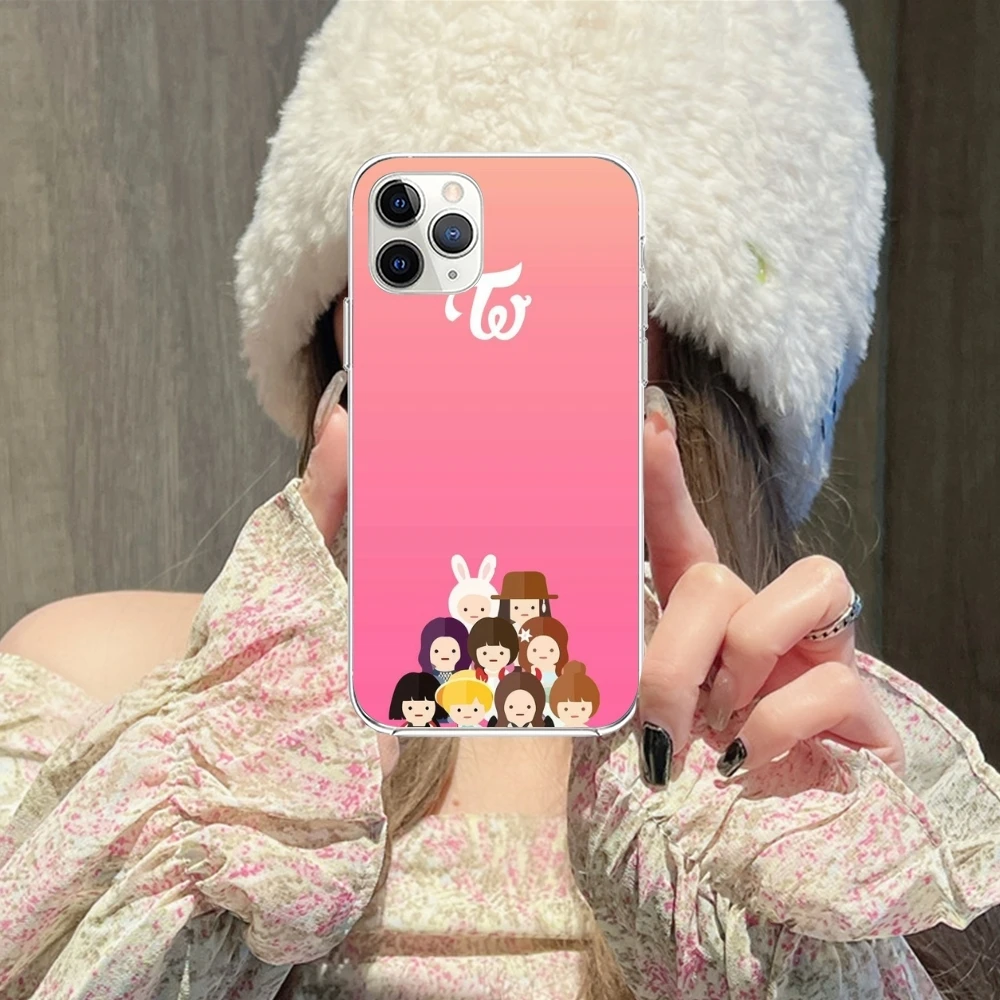 KPOP Cute Twice Mobile Cell Phone Case for iPhone 15 14 13 12 11 X XR XS 8 Pro Max Plus Mini Clear Transparent Phone Cover Shell