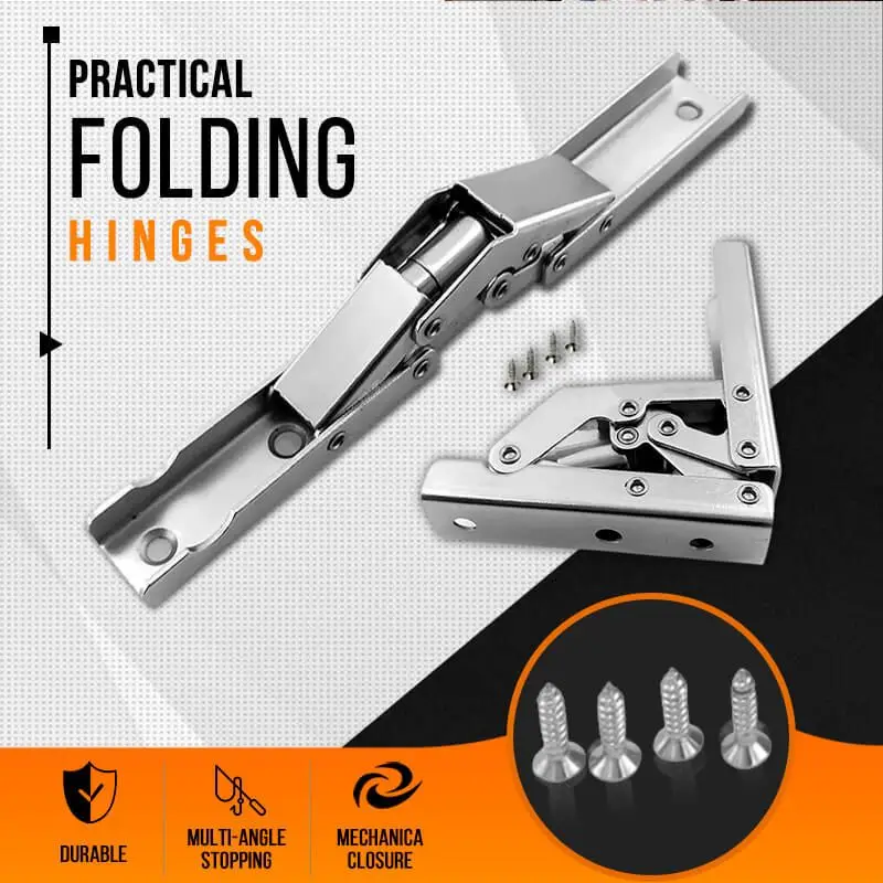 2PCS/Set 90 Degree Self-Locking Folding Hinges Hole-free Hinge Table Legs Brackets 180 Degree Flat Spring Folding Hinge Hardware