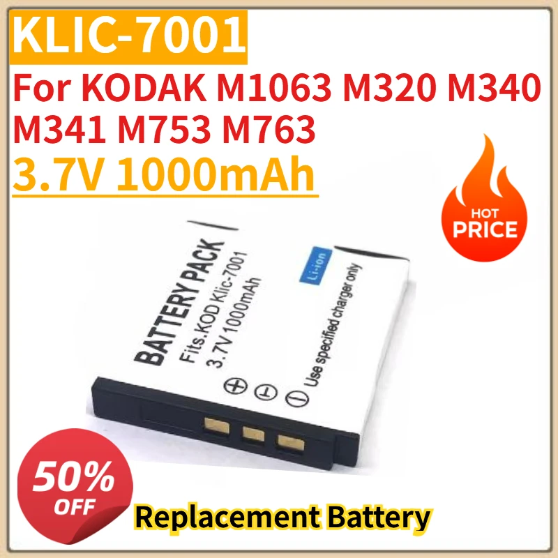 

High Quality New KLIC-7001 Camera battery 3.7V 1000mAh for KODAK M1063 M320 M340 M341 M753 M763