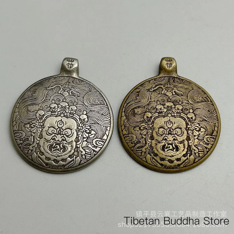 Tibetan-style Bailima copper nine-palace pendant, Tibetan Buddha, Mahakala, God of Wealth, twelve zodiac signs, Bagua amulet, wa