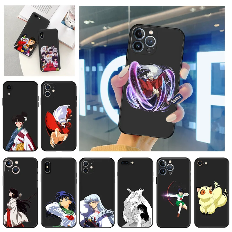 Phone Case for Apple iphone 16 Pro 15 12 11 13 Mini 14 Plus SE XR X XS Max 16Pro Inuyasha Sesshoumaru Soft Black Anti-Drop Cover