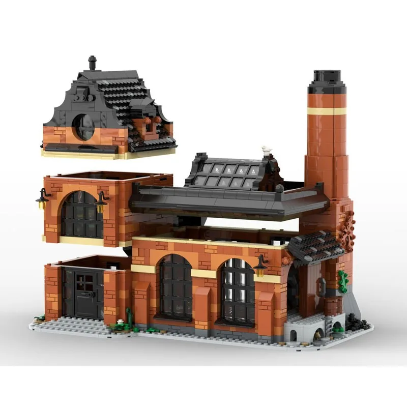 

MOC-207771 Модель строительного блока из стеклянной фабрики 19 века, 2643 деталей, игрушка в подарок на день рождения и Рождество для мальчиков и детей