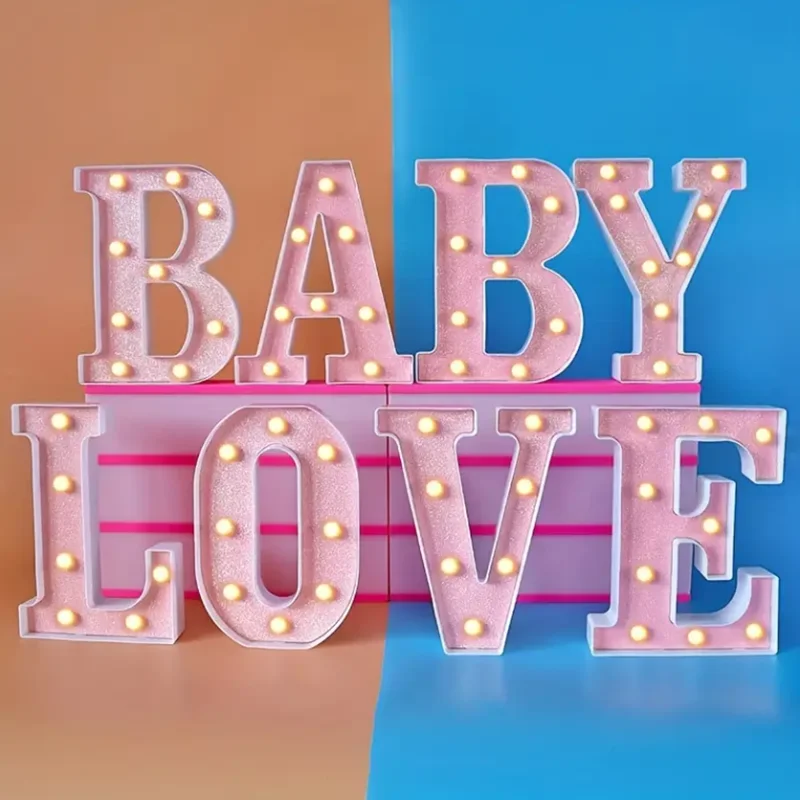 16cm Pink LED Letter Light Letter Emitting Number Light Proposal Party Wall Home Battery Night Light Valentine\'s Day Decor