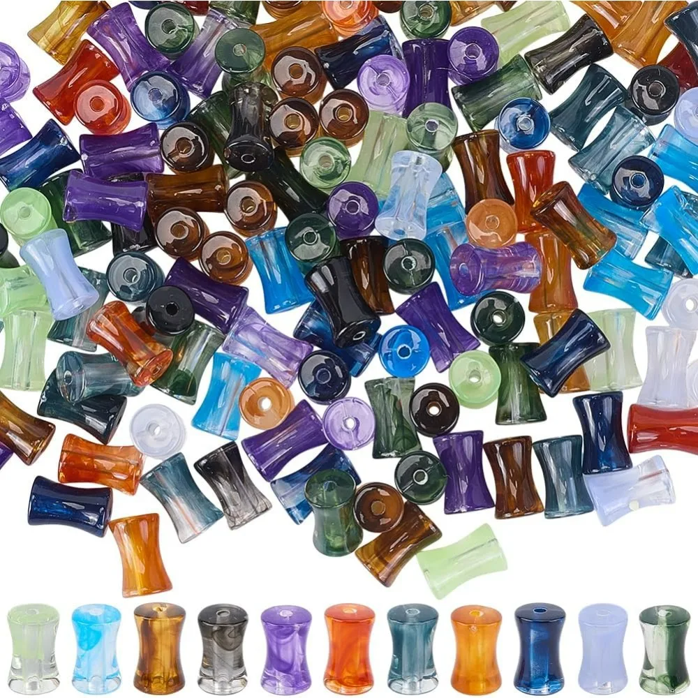 

1 Box 11 Colors 330Pcs Bamboo Joint Beads Curved Tube Beads Bulk Large Gradient Green White Transparent Plastic Pipe Stick Beads