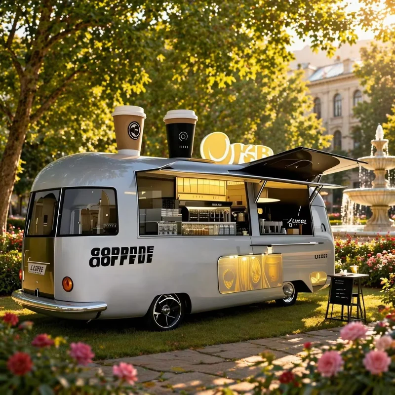 New Outdoor Kitchen Fast Food Truck Trailer Mobile Street Food Cart with Cooking Equipment for Snacks and Hotdogs Sale