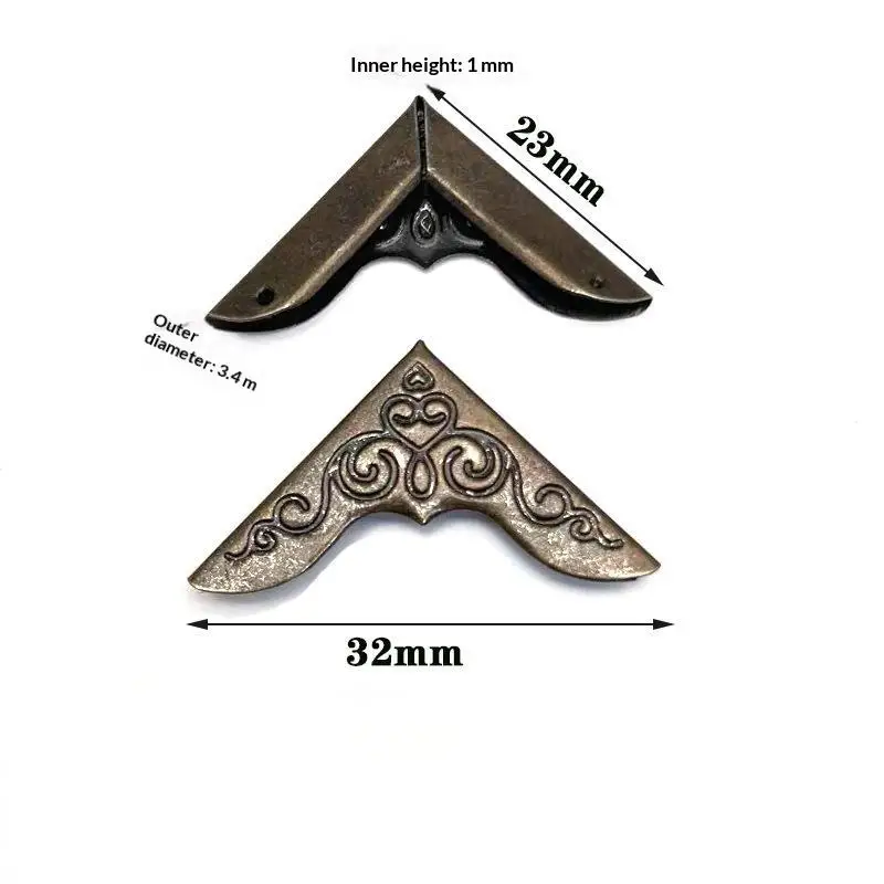 100Pcs Vintage Metal Corner Protector Retro Carved Pattern Book Case Corner Guard Anti Collision Decorative Angle Bracket