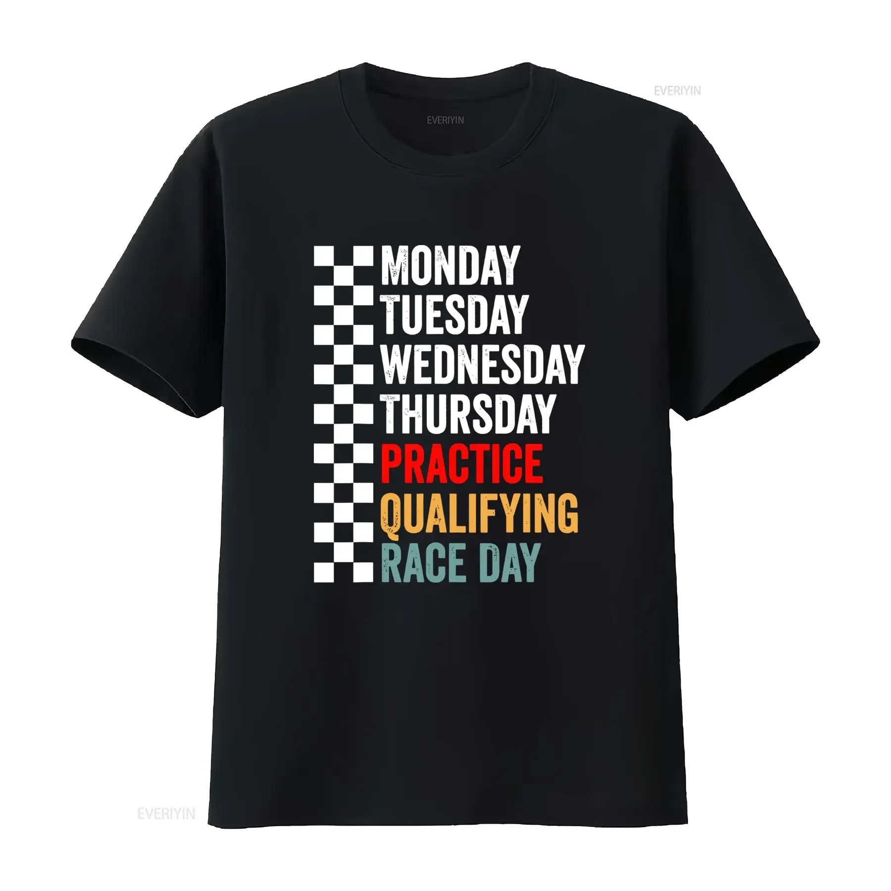 Maglietta Divertente Motorsport Lunedì Martedì Giovedì Pratica Qualifica Giorno di Gara T Shirt Casual con Stampa Lun vintage