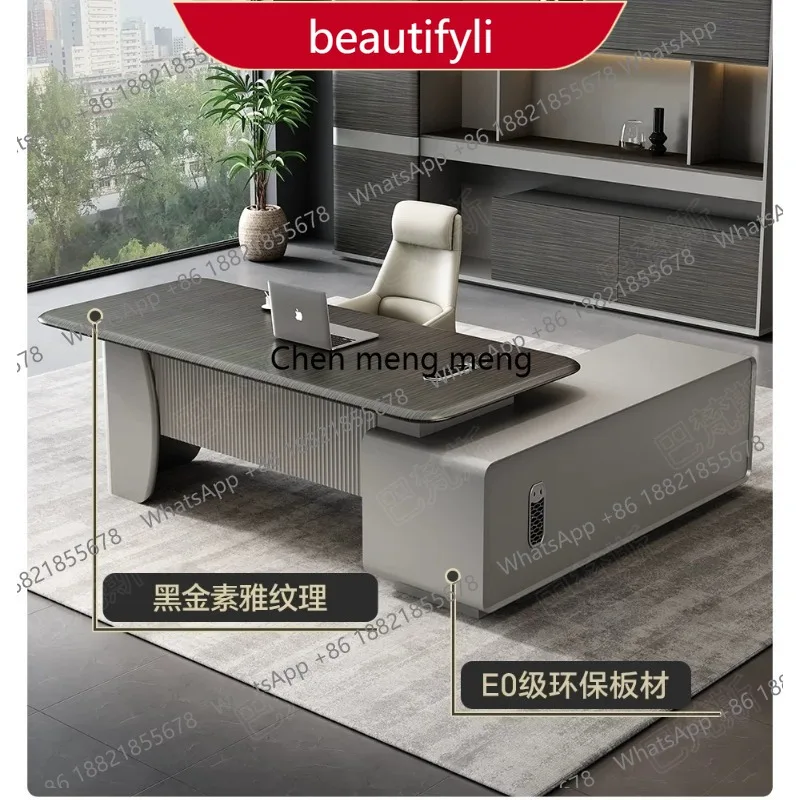 

01A Boss Desk Office Manager Office Desk and Chair Combination High-end Light Luxury Boss President Desk