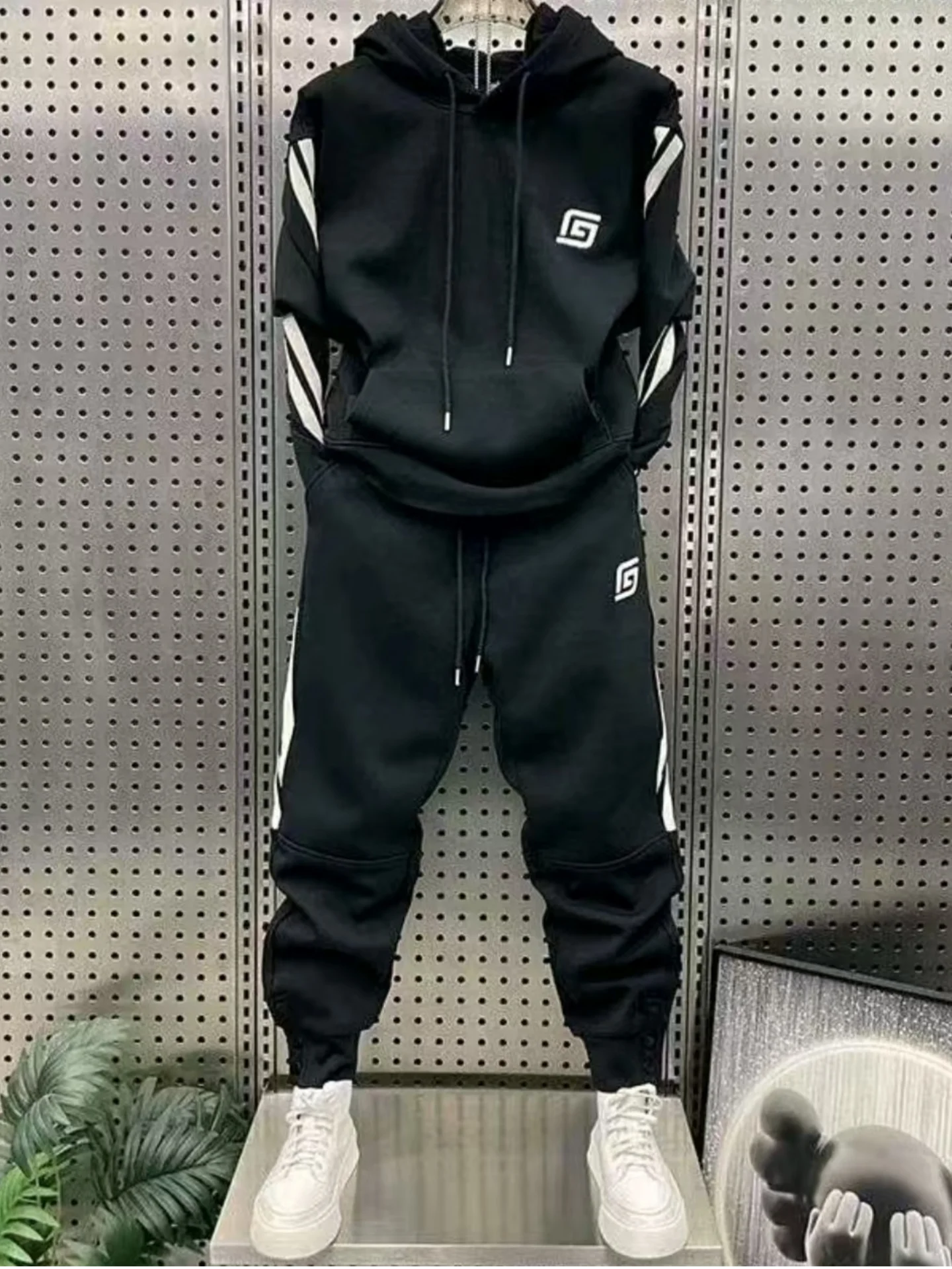 

Fall New Men's Faion Casual Sportswear Set Simple High Quali Hoodie Leisure Long Pants Two Piece Set Youth Long Sve