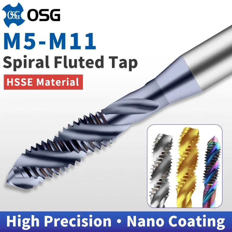 1PCS Japan Original OSG M5-M11 Spiral Fluted Tap Without/TC50/TIN/TICN Coating M5 M5.5 M6 M7 M8 M9 M10 M11 Machine Thread Tap