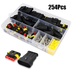 Electrical Wire Connectors Kit Automotive Solder Wire 254Pcs Auto Seal Socket Car Wiring 1-4 Pin Plug for Car Motorcycle Yacht