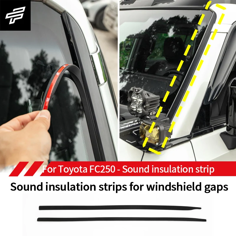 

Для Toyota FC250 Звукоизоляционные полоски для зазоров лобового стекла, уплотнительная резиновая полоса для стойки А, шумоподавление, пылезащитная полоса 2024+