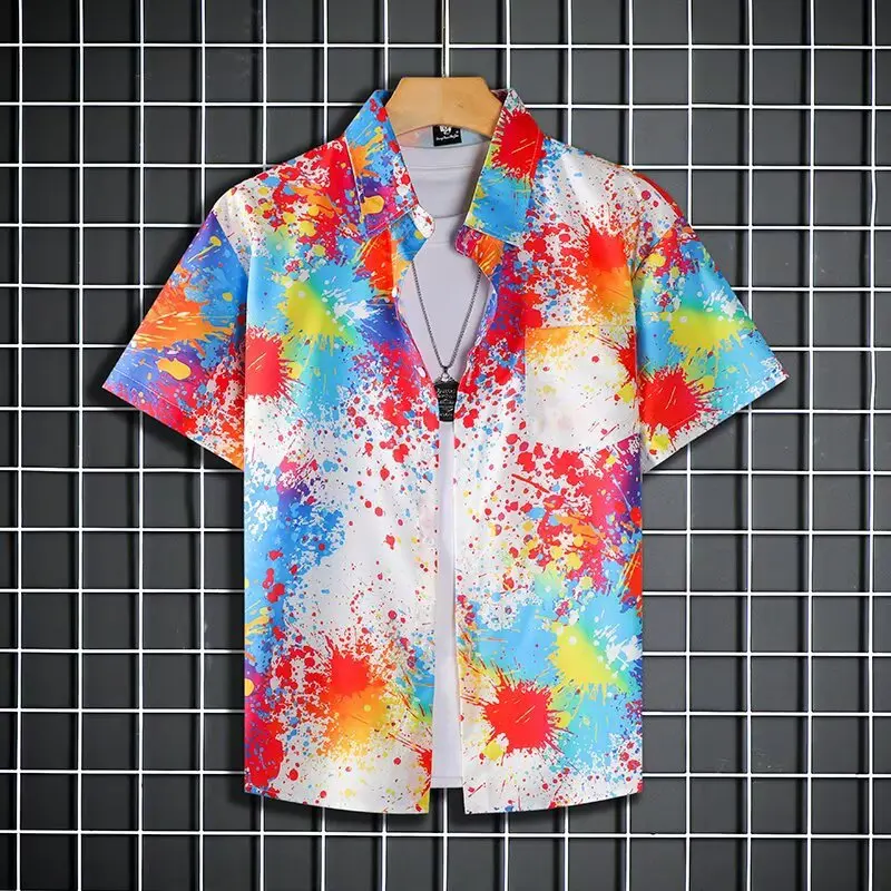 

Ice Silk Floral Print ort Sve irt And orts Beachwear for Couples Summer Casual Loose Fit Men's And Women's Clothing
