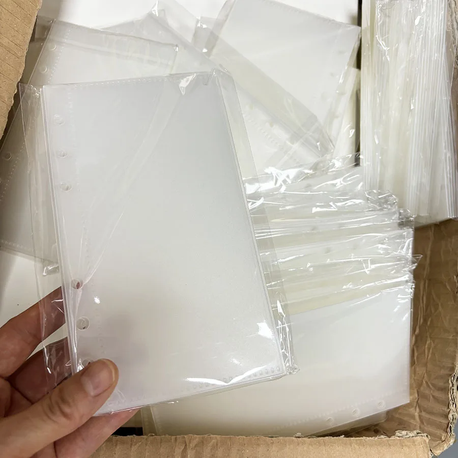 A6 Transparent White Binder Pockets Binder Folders for Notebook Divider Page Waterproof PVC Leaf Document Filing Bag