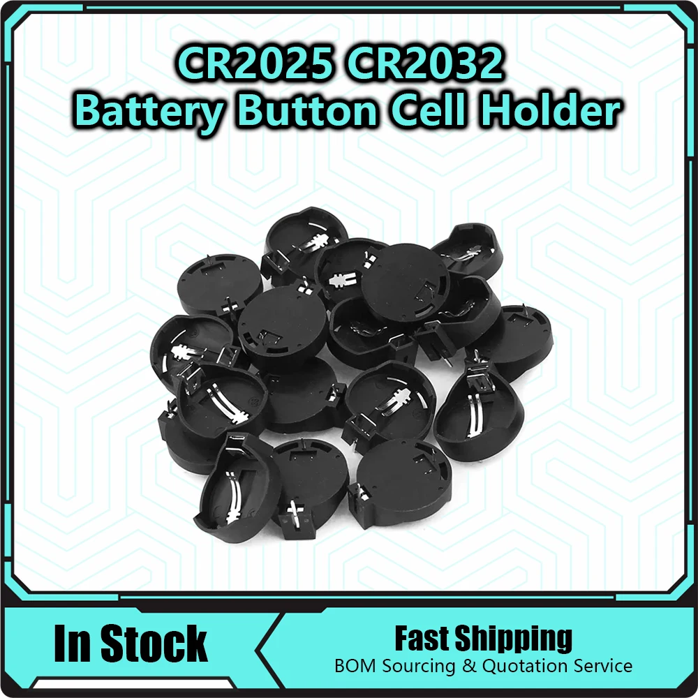 CR2032 CR2025 Battery Holder Coin Cell Socket Box Case 3V Black Battery Holder High Quality Repair Parts 20PCS