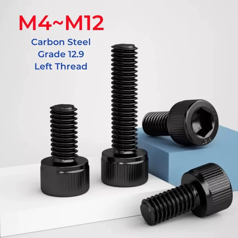 M4 M5 M6 M8 M10 M12 Grade 12.9 High Strength Black Carbon Steel Left-Hand Thread Hexagon Hex Socket Cap Head Screw Bolt