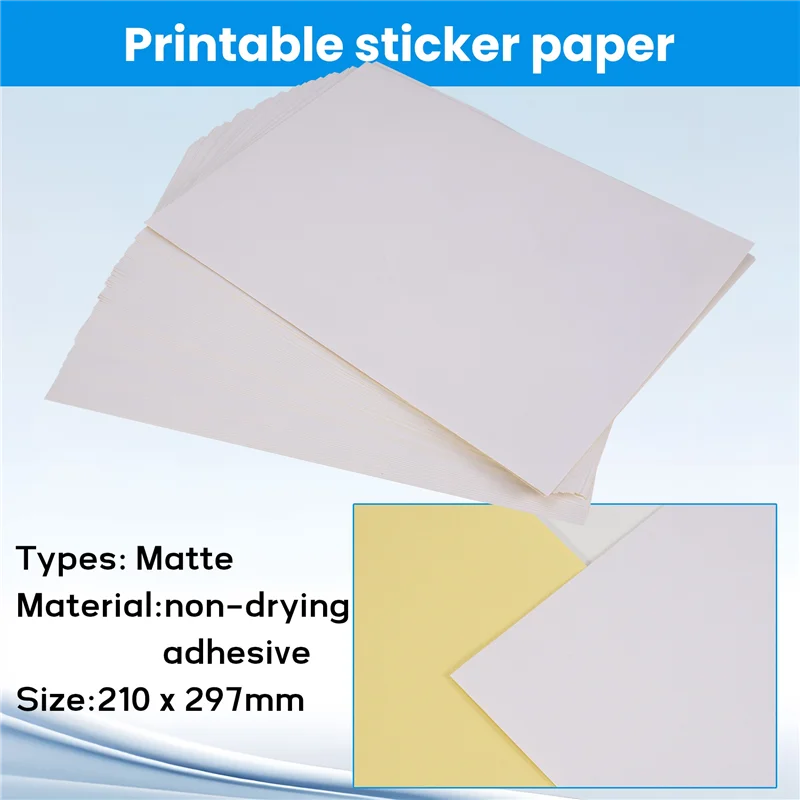 50 Sheets A4 White Self Adhesive Waterproof Sticker Label Surface Paper For Lazer Inkjet Printer Copier