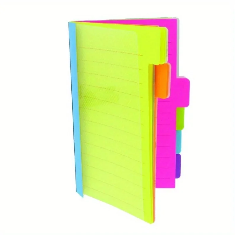 1Pc New Divider Sticky Notes, Tabbed Self-Stick Lined Note Pad, 60 Ruled Notes, Assorted Neon Colors Index Sticky Notes