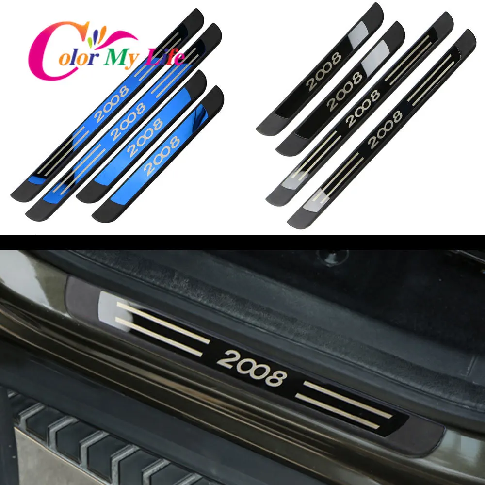 

Car Door Sill Plate for Peugeot 2008 2014 2015 2016 2017 2018 2019 2020 2021 2022 Auto Door Sill Scuff Plates Cover Accessories