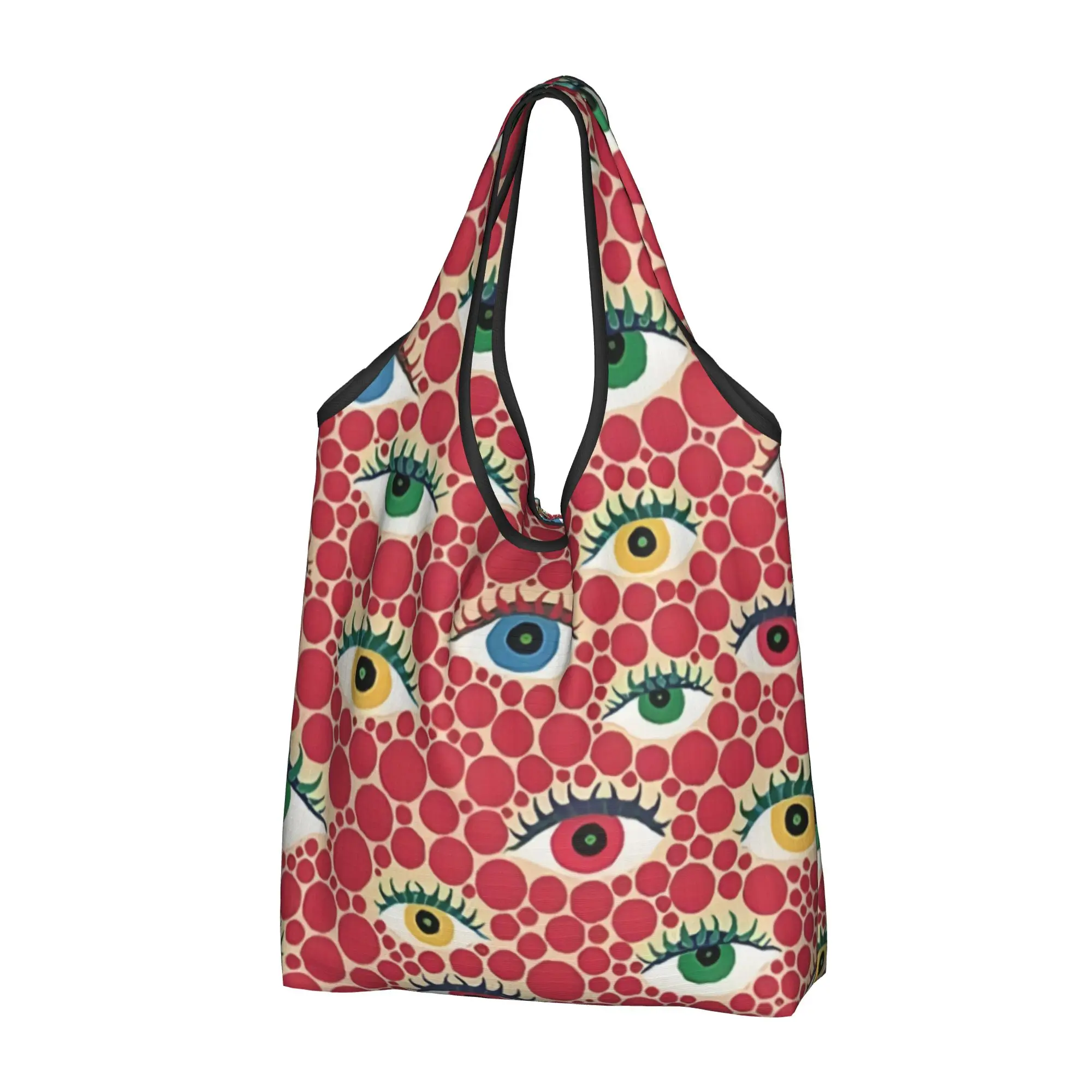 Fashion Vintage Yayoi Kusama Eye Shopping Tote Bags Portable  Grocery Shopper Shoulder Bag