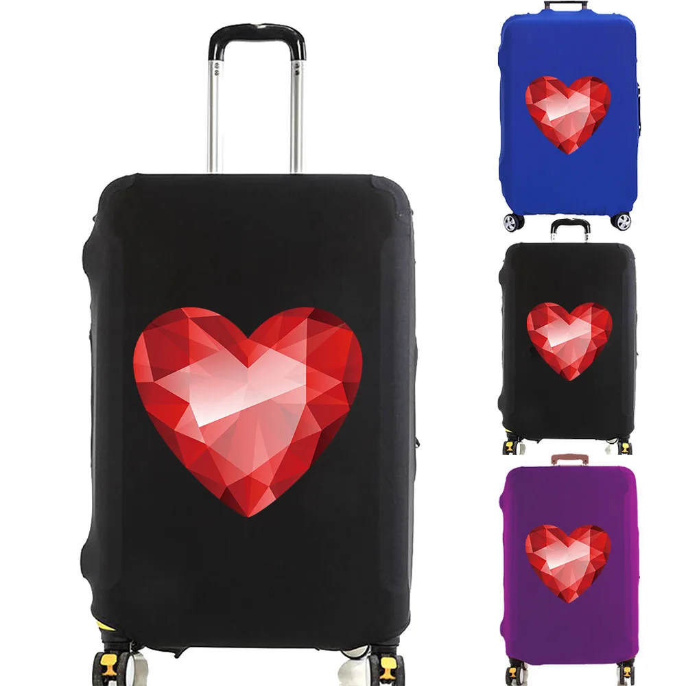 Luggage Cover Suitcase Protector New Red Diamond Heart Thicker Elastic Dust Cover for 18-32 Inch Trolley Case Travel Accessories