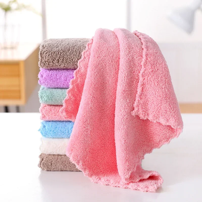 1PCS 2024 New High-density Coral Velvet Towel Cut Edge Hand Wipe Square Absorbent Children's Towel Children's Square