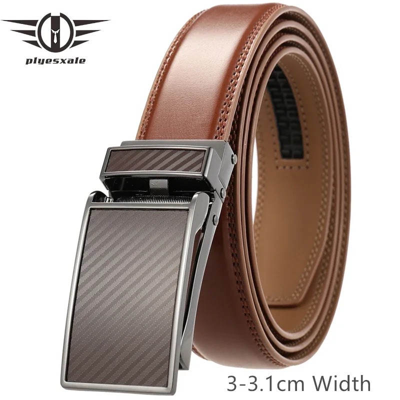 

3-3.1cm Width New High Quality Business Belt Leather Designer Luxury Mens Cowhide Leather Belt Black Dark Brown Waist Strap B590