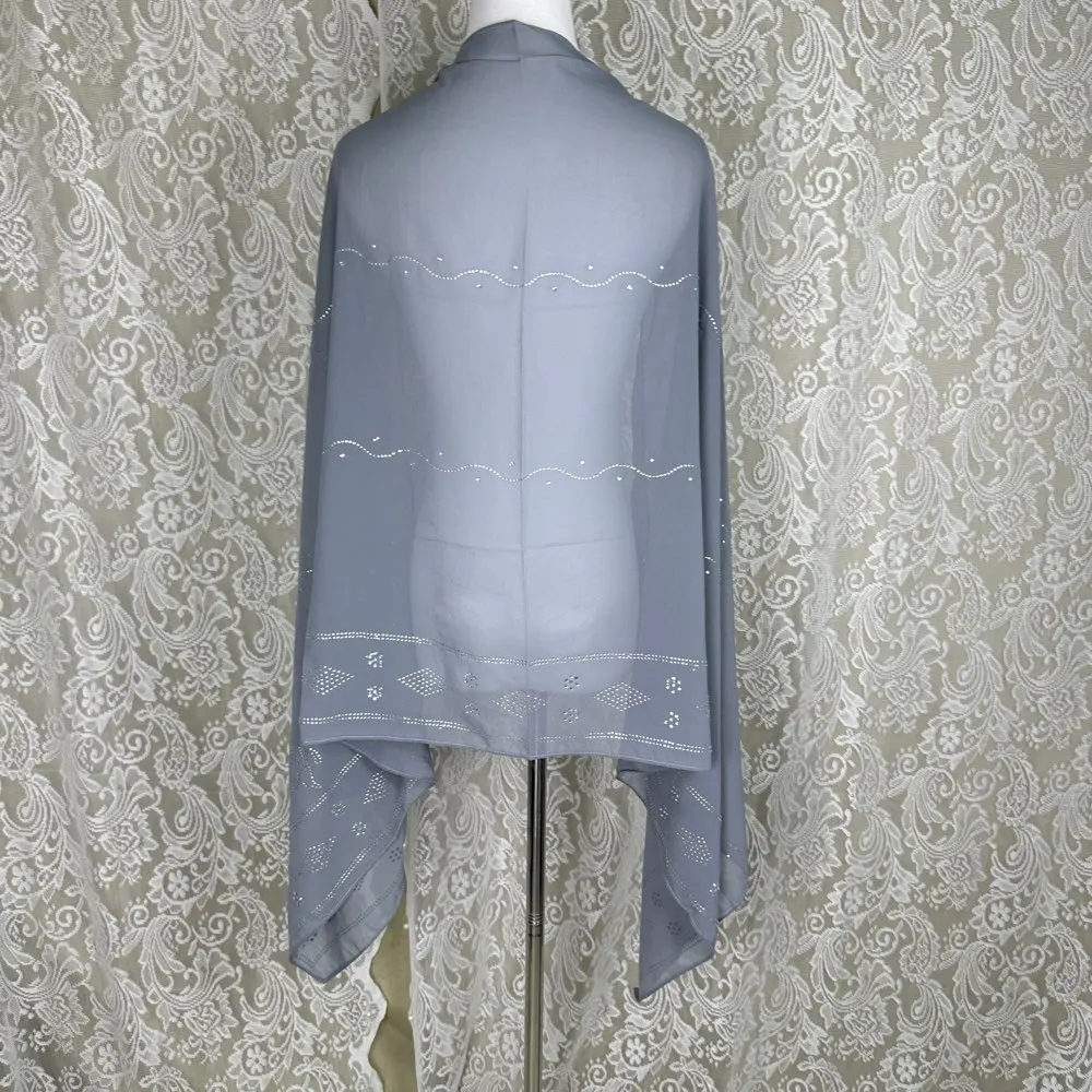 2026 Kleiner 70x180cm Chiffon Neuer Afrikanischer Netz-Hijab-Schal für Muslimische Frauen Afrikanischer Dubai Islam Kopftuch Bestickte Schals – Detail 15