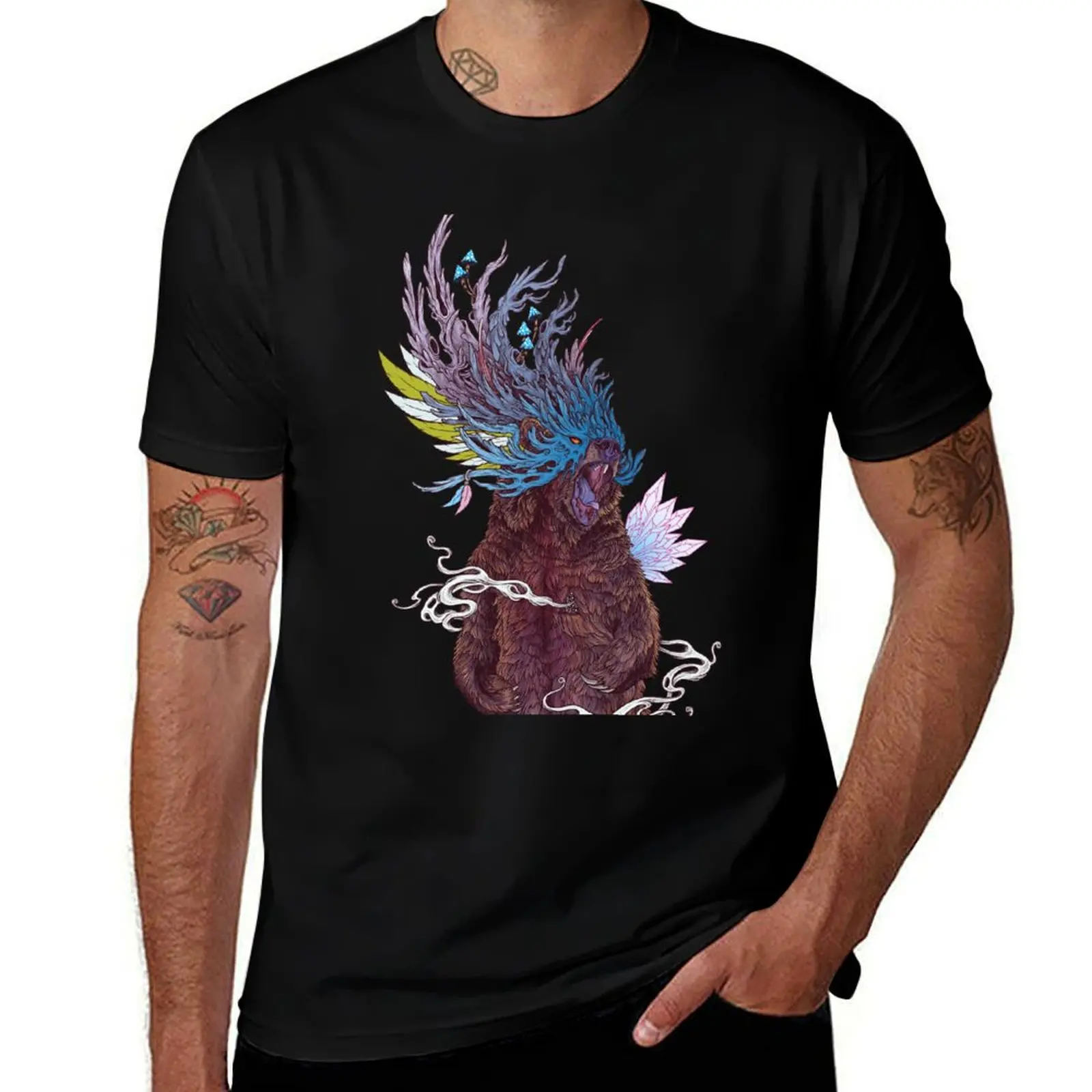Journeying Spirit (Bear) T-Shirt Comfortable Basic Crew Neck Tee T-Shirt
