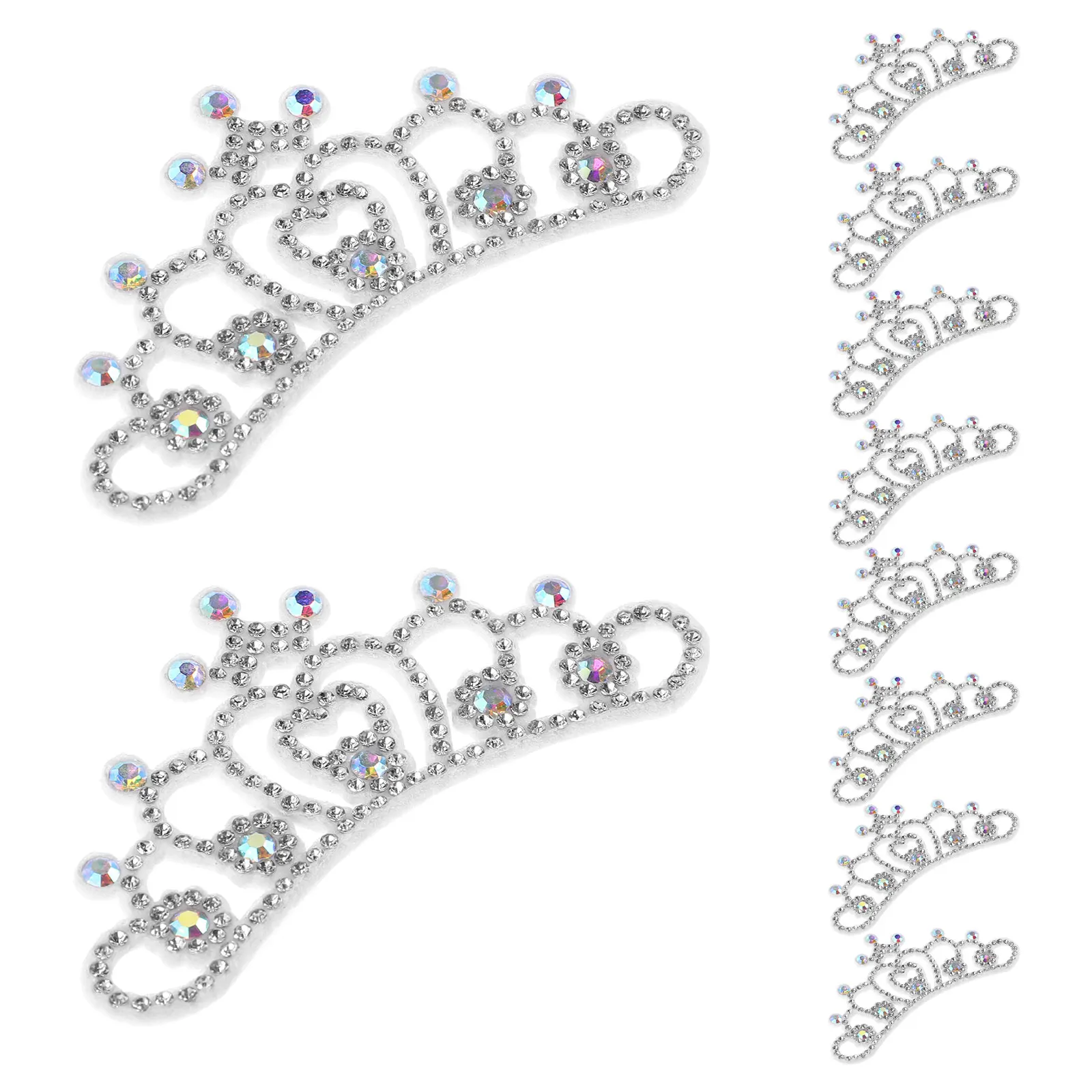 

10 Pcs Crown Applique Rhinestone Nonwoven Fabric Garment Decor Sew On Patches Clothes Repair Elegant Design Versatile Usage