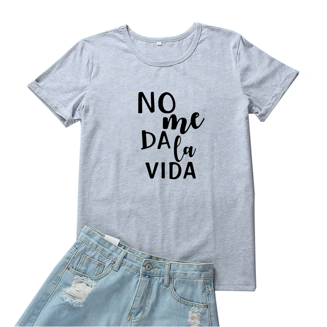 No Me Da La Vida Tshirt donna moda lingua spagnola maglietta donna Casual cotone Tee donna nero maniche corte Camisetas Mujer