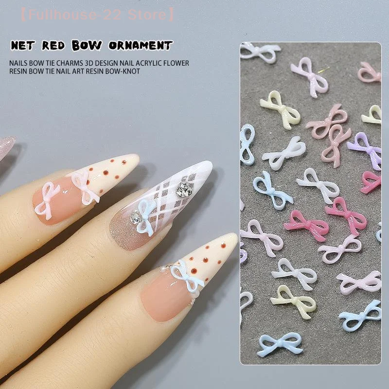 【MAX-22】50 Stück 3D Schleifen-Nagelkunst-Anhänger aus Harz, Schleifenbänder, Schmuck, Nagelrhinestone-Dekoration, DIY-Zubehör für Maniküre