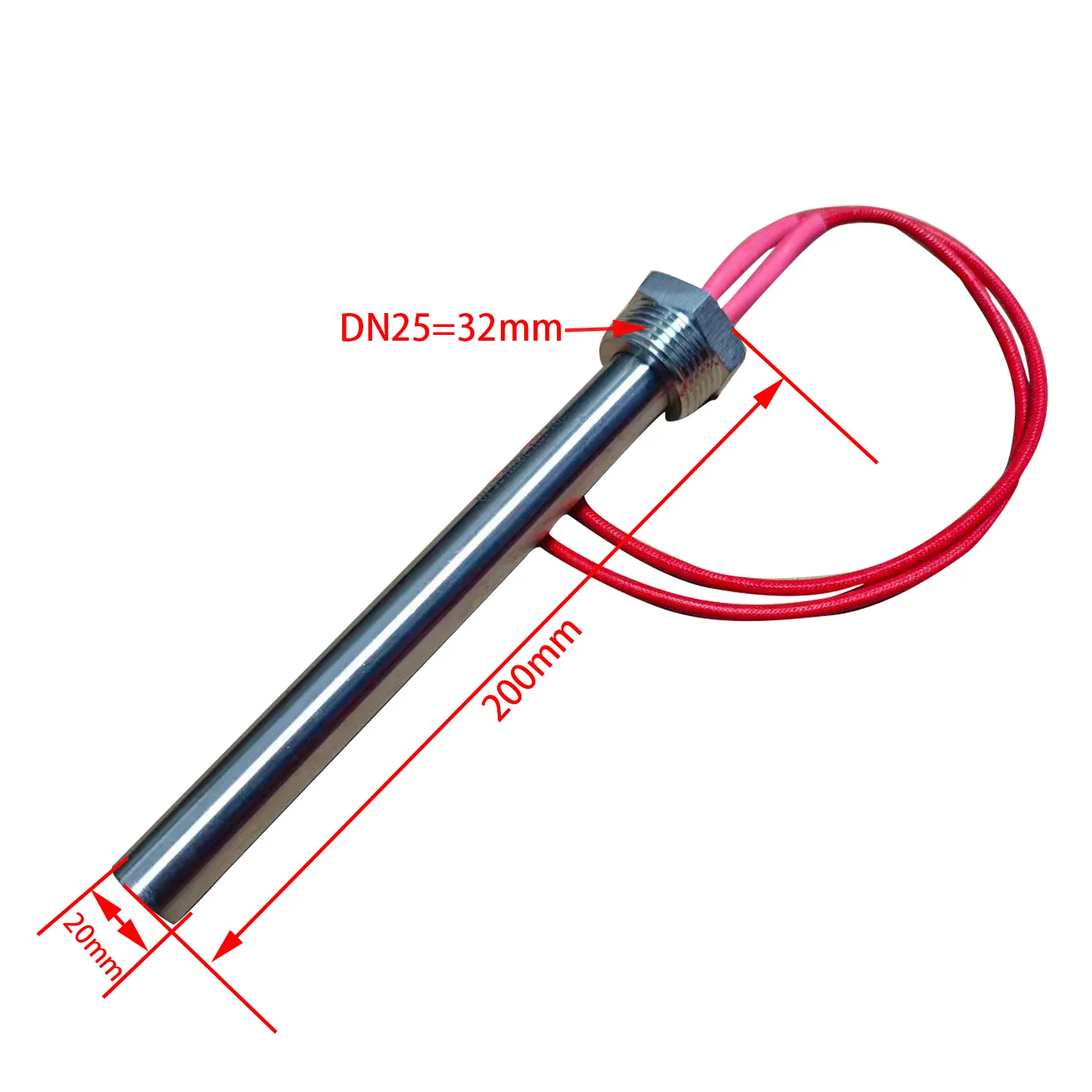 DN25 سخان خرطوشة 12 فولت عنصر التدفئة الفولاذ المقاوم للصدأ الغمر أنبوبي سخان الأنابيب 1 "الموضوع 200 واط/300 واط #2