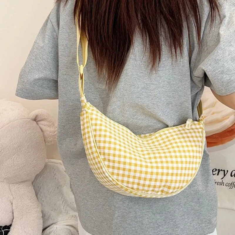 Casual Plaid Hobos Shoulder Bags for Women Large Capacity Commuter Ladies Phone Messenger Bag Summer Travel Girls Handbags Purse
