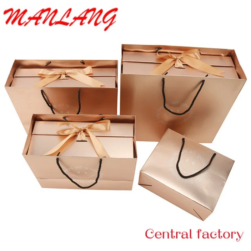 Custom  CustomMatte Lamination Foldable Magnetic Gift Box With Handle Magnetic Closure Packaging Box