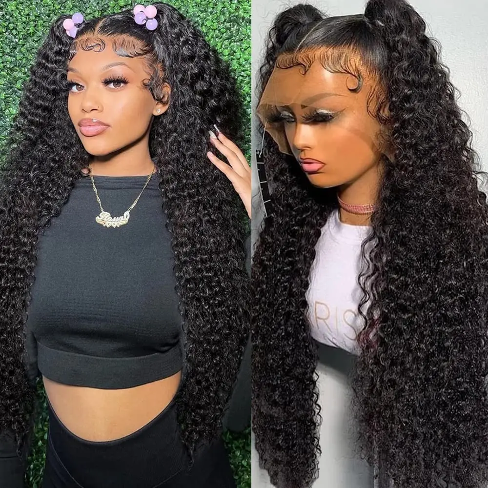 Deep Wave Frontal Wig 13x6 30 32 InchHD Lace Transparent  Frontal Wig 13X4 Deep Curly Lace Front Wig Human Hair Lace Frontal Wig