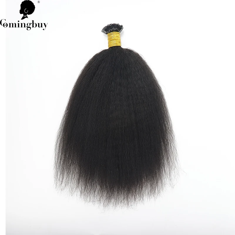 Kinky Straight Ktips Human Hair Extensions Brazilian Remy Human Hair Kinky Straight Human Hair Bundles K Tip For Black Women