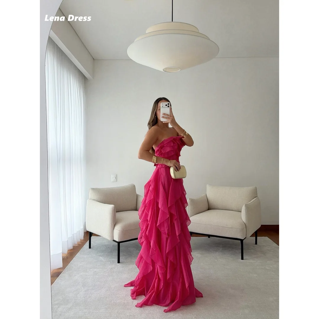 Lena Multi-layered Evening Dresses for Luxury Party Dress Customized Crimson Formal & Evening Gowns Sleeveless Ball Gown Dress