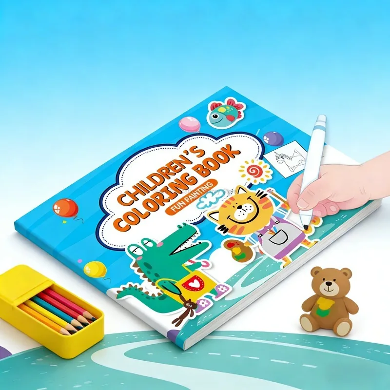 

32 страницы, книга для рисования цветными карандашами для детей, книга для раскрашивания в стиле граффити, книга для рисования с мультяшными животными, забавная книга для раскрашивания