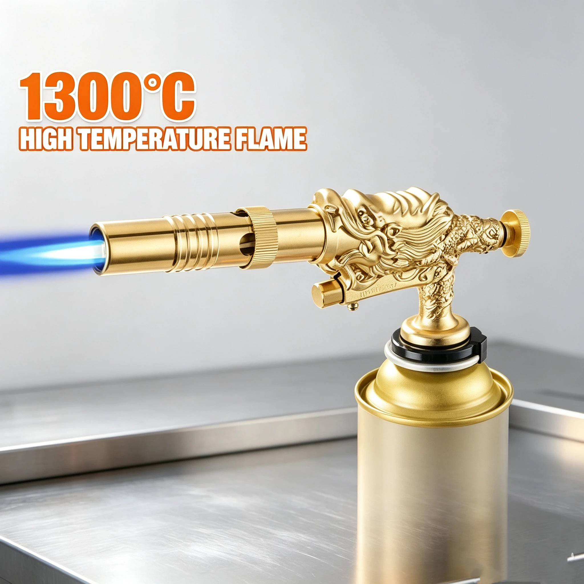 Portable Butane Gas Torch Dragon Pattern Adjustable Flame Blow Torch for Soldering Copper Pipe Welding BBQ Heating Tool