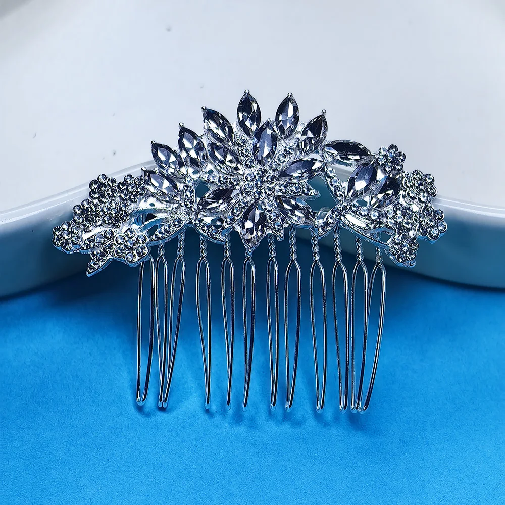 

Crystal Bridal Wedding Hair Comb Silver Wedding Headpiece Hair Clip For Bride and Bridesmaid