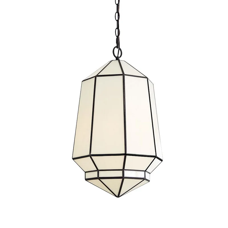 French Vintage Fabric Lantern Pendant Light - Cream Style for Living Room, Dining Room, Bedroom, Bar & Airbnb